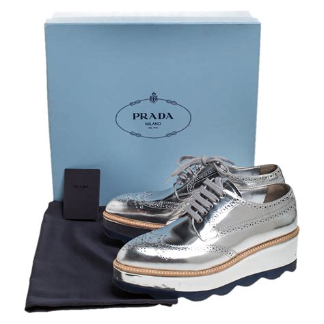 silver brogues prada|Prada brogues.